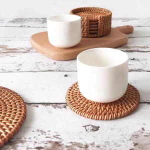 Assiette à fleurs en osier tressé à la main, isolation thermique, protection de table en bambou et rotin, occasionnelle, fabriquée au Vietnam - Product Image 6