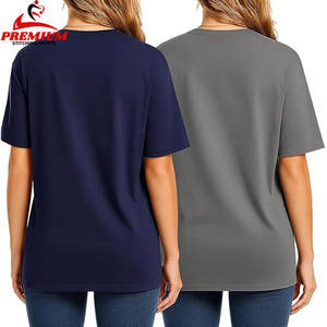 Camiseta extragrande Premium Camiseta extragrande de algodón azul y gris para mujer - Product Image 2