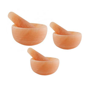 ครกและสากทำจากเกลือหิมาลัยสีชมพู รูปทรงโค้งมน ทำด้วยมือ สีธรรมชาติ ปรับแต่งได้ คุณภาพสูง สไตล์โบราณ สำหรับครัวและการทำอาหารที่บ้าน - Product Image 4