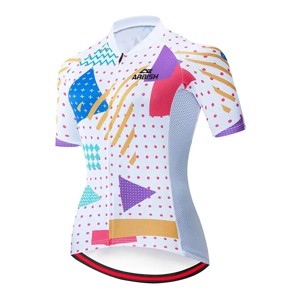 100% Moisture-Wicking Polyester Women Cycling Jerseys Quick Dry Cycling Jerseys Bulk Production Slim Fit Women's Cycling Jerseys