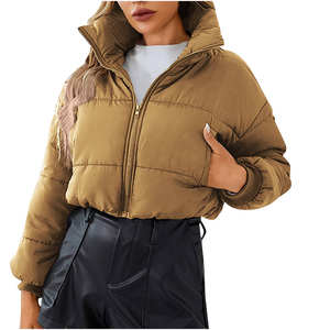Service OEM, prix d'usine, veste longue matelassée pour femme, respirante et confortable, faible MOQ, haut court confortable, col rabattu - Product Image 1
