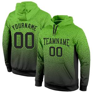 Industrie directe en gros 3D brodé personnalisé cousu néon vert noir fondu mode sport pull sweat à capuche - Product Image 1