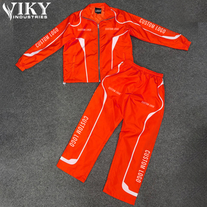 Chándal cortavientos propio con logotipo totalmente personalizado impreso conjuntos de chaqueta y pantalones con cuello alto y cremallera completa de la más alta calidad - Product Image 6