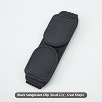 Support magnétique en cuir pour lunettes de voiture, double clip, porte-cartes