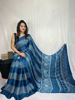 Nouvelle Arrivée Saree Imprimé en Soie Georgette et Fausse Fourrure, Pur, Lourd, Infroissable, de Bonne Qualité, pour Tenue Quotidienne, Bureau, Fête, Spécial, pour Femme