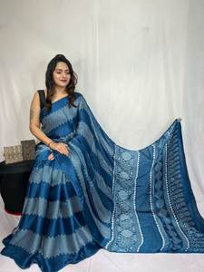 Recién llegado, puro, pesado y de buena calidad, fiesta diaria y de oficina, ropa especial para mujer, hermoso Sari elegante estampado a la venta - Product Image 3