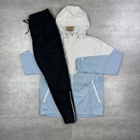 Conjunto Deportivo de Dos Piezas Personalizado, Ecológico, Ligero, para Hombre, de Poliéster/Algodón, con Capucha, Cortavientos, para Gimnasio