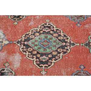 Tapis turc vintage 4,7x12,1 pi (142x370 cm), tapis floral rouge et noir - Product Image 4
