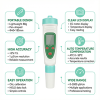Testeur de conductivité numérique portable Chemins, stylo testeur EC 0-2000 µS/cm, précision 2%, OEM/ODM LEC-101 pour l'eau potable et les piscines