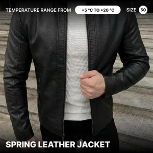 Veste en cuir véritable pour homme, doublée de peau de mouton, fermeture éclair, coupe classique, couleur personnalisée, logo, vêtement d'extérieur pour le printemps - Product Image 1