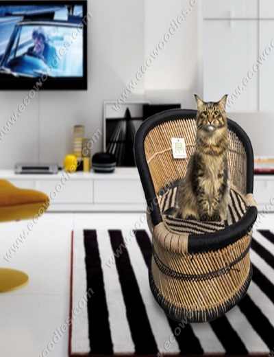 Best Selling Pet Dog Cat Animal Sitting Ottoman Bamboo Cane Bed Ottoman Accessories Wicker Pet Ottoman