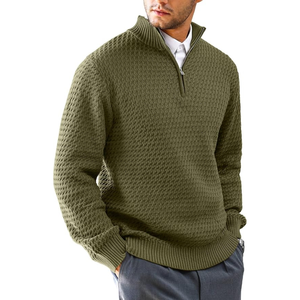 Pull en maille d'hiver pour homme OEM, polyester, tricot jacquard, col montant, logo personnalisé sur le devant, anti-boulochage, respirant, anti-froissement - Product Image 5
