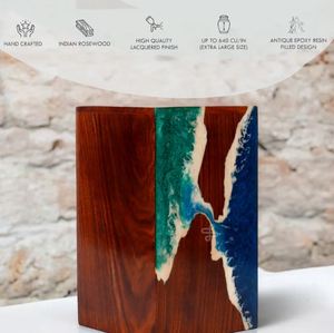 Urnas quemadoras de madera fractal para ataúdes de cenizas para cenizas humanas y de mascotas para adultos masculinos/femeninos - Product Image 2