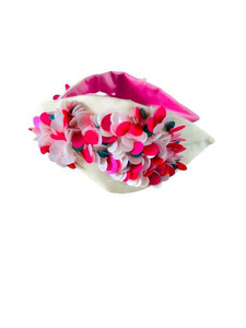 ที่คาดผมประดับผ้าปักลายดอกไม้หลากสีขาวชมพูประดับเลื่อม 3 มิติ งานแฮนด์เมดจากอินเดีย ปี 2026 - Product Image 3