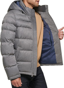 Nouvelle arrivée, veste matelassée en toile enduite décontractée et traditionnelle pour hommes, hiver, à capuche, rembourrée en polyester - Product Image 6