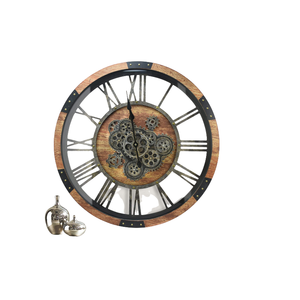 Horloge murale en bois sculptée à la main au design industriel élégant, en promotion, avec mouvement mécanique et plaque de 15 mm d'épaisseur - Product Image 4