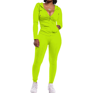 Nouveau Style femmes deux pièces survêtement ensemble à manches longues fermeture éclair à capuche veste avec pantalon de survêtement survêtement ensemble d'entraînement personnalisé 2025 - Product Image 3