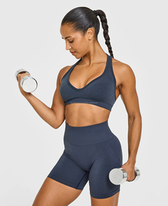 Women's High <b>Support</b> 2 Piece Yoga Set Breathable Short & Bra Eco-Friendly Halter Neck Solid Pattern Low Price - Product Image 1