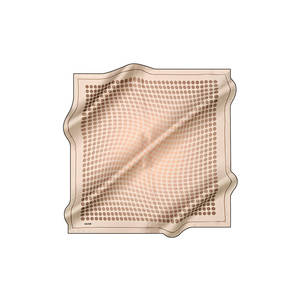ผ้าพันคอไหมสีเบจลายจุดสี่เหลี่ยม - Product Image 1
