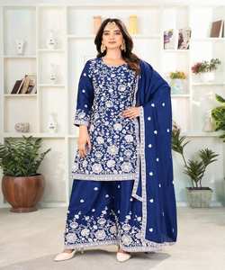 Wholesale Indian Stitched Dress Eid Maria women Beautiful Arabic Style Boutique Graceful <b>top</b> palazzo with dupatta set - Product Image 1