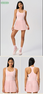 Prix d'usine Robe de golf et de tennis nue sans manches pour femmes Vêtements de sport en spandex respirant avec plis de nom d'équipe de service OEM - Product Image 4