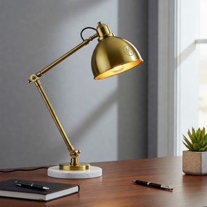 Lámparas de escritorio de mármol y latón al mejor precio iluminación de estudio de oficina proveedor a granel verificado por Alibaba diseños personalizables entrega rápida - Product Image 2