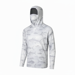 T-shirt de protection solaire tendance pour homme, respirant, à capuche, séchage rapide, UPF 50+, protection solaire, polyester/coton, pull-over pour la pêche en plein air, adultes - Product Image 1