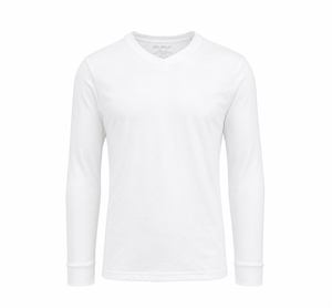 Men's Solid Casual Polyester/Cotton Breathable Regular Fit Long Sleeve V-Neck <b>Tee</b> (S-2XL) - Product Image 6