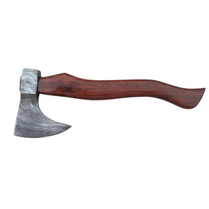 Hacha Utilitaria de Acero de Damasco para Exteriores, Cabeza de Acero con Patrón Hecho a Mano, Mango de Madera Natural Extra Largo para Camping y Bushcraft - Product Image 6