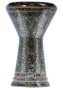 Auténtica Darbuka Gawharet El Fan Peacock Keyhole Sombaty de 23 cm, Pearl Doumbek - Product Image 6