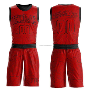 Factory Wholesale Kids Sports Wear Digital Printing Basketball Jersey Uniform Latest Design Color Blue <b>Red</b> White Orange Green - Product Image 5