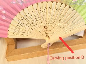 Costillas de madera de pino ecológicas impresas personalizadas, abanico de mano plegable hecho a mano, artesanía de estilo tradicional para bodas, fiestas turísticas - Product Image 3