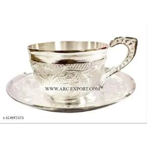 Aluminum Silver Ware Table Decorative Luxury Handmade <b>Tea</b> Cups and Saucers Premium Quality Wedding and Events <b>Gifting</b> Cups - Product Image 2