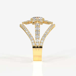 18K <b>Gold</b> Moissanite Diamond <b>Cocktail</b> <b>Ring</b> Round Cut Elegant Style - Product Image 4