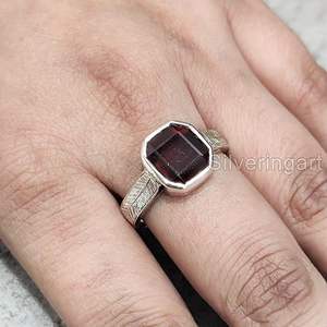 Anillo de Hombre al por Mayor con Piedra Preciosa de Granate Rojo Natural, Piedra de Nacimiento de Enero, Anillo de Hombre Pesado para Navidad, Joyería de Plata de Ley 925 - Product Image 4