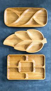 ATTACTIVENESS Design Plateau de service rectangulaire en bois Finition naturelle Taille standard pour la maison et le mariage Plateau de service alimentaire - Product Image 5