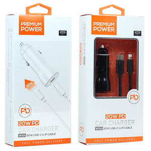 Cargador de coche C32 Iph 20W, cable USB C a Lightning para iPhone, entrega rápida de energía, voltaje de entrada de 12-24V - Product Image 1