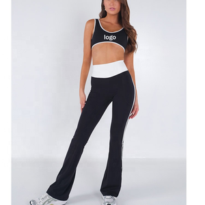 Conjunto Deportivo de Dos Piezas con Costuras en Contraste, Top Deportivo y Leggings de Poliéster/Nailon para Yoga - Product Image 2