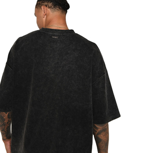 T-shirt homme imprimé personnalisé 100% coton hommes 250gsm poids lourd T-shirt lavé à l'acide vintage anti-rides unisexe - Product Image 6