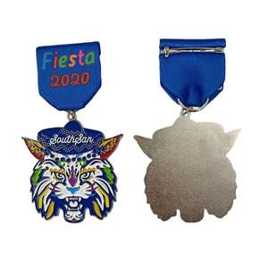 เหรียญโลหะเคลือบสีทองแบบกำหนดเอง FIESTAR พร้อมพิมพ์ลาย UV บนโลหะผสม  พร้อมริบบิ้นสั้น ประดับกลิตเตอร์ สำหรับงานศิลปะสะสม - Product Image 4