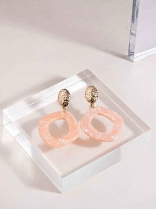 Boucles d'oreilles en résine brodée, bijoux de mode en acier inoxydable faits à la main pour femmes et filles, look classique de mariage, haute qualité - Product Image 3