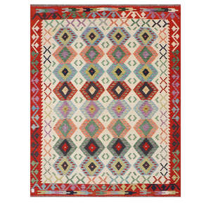 Alfombra Kilim de Maimana, Afganistán, 256 x 204 cm, Textil para el Hogar - Product Image 1