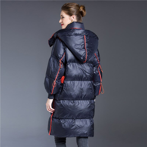 Vestes d'hiver matelassées en toile tricotée respirante pour femmes, parka épaisse et chaude, manteau long, taille plus, rembourrage en polyester, vêtements d'extérieur à bulles - Product Image 6