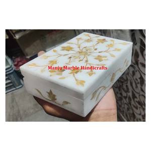 Clean Fancy Design Producto superior Calidad Caja de incrustaciones de mármol Madre de perla Concha de mar Diseño artesanal floral para artículo de embalaje de joyería - Product Image 5