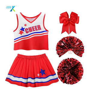 Disfraz de animadora para niñas, uniforme de animadora, vestido de animadora de baile para niños con falda plisada y Top para deportes escolares - Product Image 1