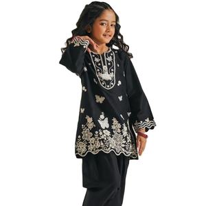 Kurta de verano para niñas étnicas indias con estilo-Ropa informal colorida de secado rápido y absorción de humedad para niños - Product Image 1