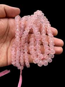 Cuentas de calabaza de melón de cuarzo rosa, hebra de piedras preciosas naturales lisas para collar, pulsera, fabricación de joyas, venta al por mayor, India, stock listo - Product Image 5