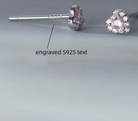 Valentijnsdag Cadeau Fijne Sieraden Roze Zirkoon Hart Oorknopjes Hypoallergene Piercing Stud Sieraden Puur Zilver S925 Voor Vrouwen