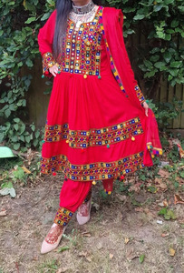 ชุดเดรสแฟชั่นวินเทจชุดสูท afghani สำหรับเจ้าสาวชุดเดรสแต่งงานของชนเผ่าการออกแบบลายปักพิมพ์ซับลิเมชัน - Product Image 3