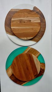 MARBALE COUSTER TRADITION HOUSEWARMING Round Marble Wood Coasters Housewarming for Use Stylish <b>Cups</b> and Drinks Holder - Product Image 2